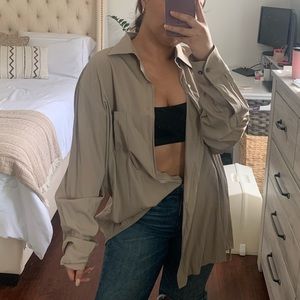 Tan long sleeve oversized button up